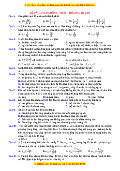 Đề thi thử Vật lí trường Hàm Rồng - Thanh Hóa năm 2023