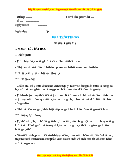 Giáo án Công nghệ 6 Bài 9 (Kết nối tri thức): Thời trang