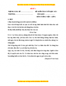 Đề thi học kì 1 Tiếng Việt lớp 2 Cánh diều - Đề 2