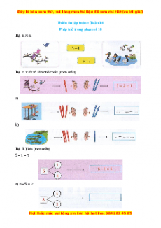Bài tập cuối tuần Toán lớp 1 Tuần 14 Chân trời sáng tạo (có lời giải)