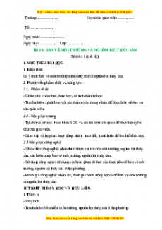 Giáo án Công nghệ 7 Bài 14 (Chân trời sáng tạo): Bảo vệ môi trường và nguồn lợi thủy sản