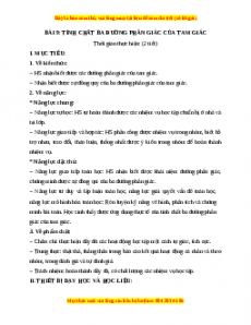 Giáo án Tính chất ba đường phân giác của tam giác Toán 7 Chân trời sáng tạo