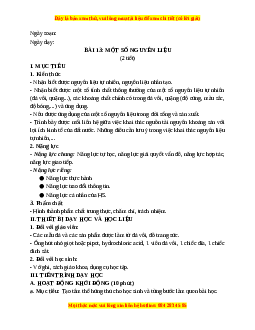 Giáo án Bài 13 KHTN 6 Kết nối tri thức (2024): Một số nguyên liệu