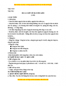 Giáo án Bài 13 KHTN 6 Kết nối tri thức (2024): Một số nguyên liệu