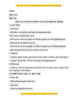 Giáo án Giải toán bằng cách lập phương trình Toán 9 Học kì 2