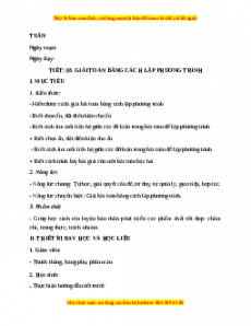 Giáo án Giải toán bằng cách lập phương trình Toán 9 Học kì 2