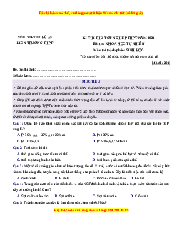 Đề thi thử Sinh học Liên trường Nghệ An lần 1 năm 2023