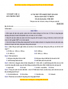 Đề thi thử Sinh học Liên trường Nghệ An lần 1 năm 2023