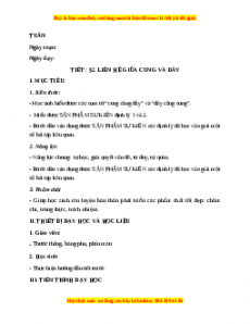 Giáo án Liên hệ giữa cung và dây Toán 9 Học kì 2