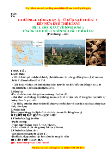 Giáo án Bài 11 Lịch sử 7 Chân trời sáng tạo (2024): Khái quát về Đông Nam Á từ nửa sau thế kỉ X đến nửa đầu thế kỉ XVI