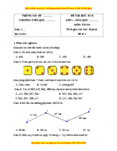 Đề thi cuối kì 2 Toán lớp 2 Chân trời sáng tạo (Đề 1)