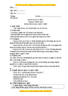 Giáo án GDCD 7 Bài 8 (Kết nối tri thức): Quản lí tiền