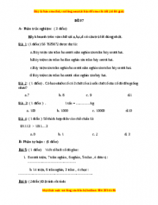 Đề thi Toán lớp 4 cuối kì 1 năm 2022 - 2023 (Đề 7)