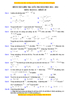 Đề thi giữa kì 1 Toán 11 năm 2022 - 2023 - Đề 10