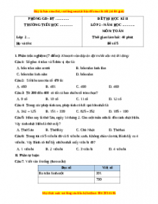 Đề thi cuối kì 2 Toán lớp 2 Kết nối tri thức (Đề 5)