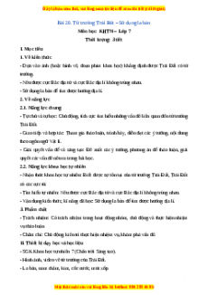 Giáo án Bài 20 Vật lí 7 Chân trời sáng tạo (2024): Từ trường Trái Đất - Sử dụng la bàn