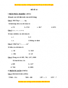 Đề thi Toán lớp 4 cuối kì 1 năm 2022 - 2023 (Đề 43)