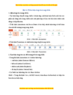Lý thuyết Bài 14: Thêm hiệu ứng cho trang chiếu
