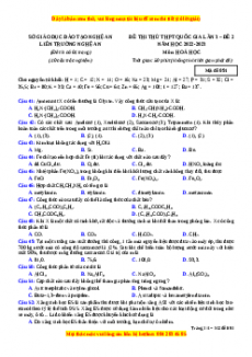 Đề thi thử Hóa Học Liên trường Nghệ An lần 3 năm 2023