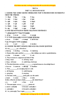 Test 25 - Bộ đề bồi dưỡng học sinh giỏi tiếng Anh toàn diện lớp 6 - Giáo viên Linh Đan