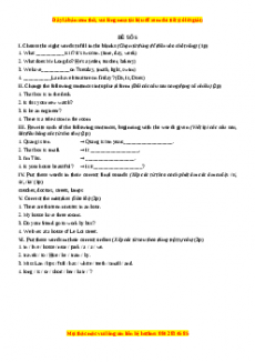 Học kỳ 1: Phần 2 Một số đề kiểm tra học kỳ 1 - Mục A- Đề số 5-Giáo viên Mai Lan Hương đầy đủ đáp án