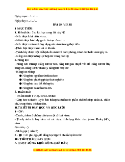 Giáo án Bài 29 KHTN 6 Kết nối tri thức (2024): Virus