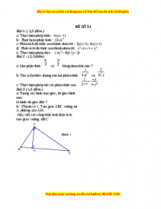 Đề thi cuối học kì 1 Toán 8 năm 2022 - 2023 - Đề 54