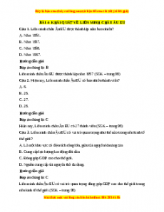 Trắc nghiệm Bài 4: Khái quát về liên minh Châu Âu