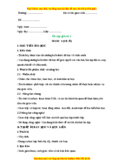 Giáo án Công nghệ 7 Ôn tập giữa kì 2 (Kết nối tri thức)