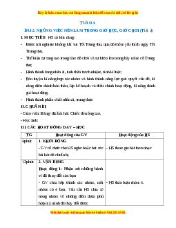 Giáo án HĐTN lớp 1 Tuần 4