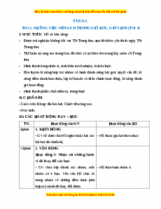 Giáo án HĐTN lớp 1 Tuần 4