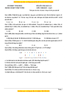 Đề thi học kì 1 Sinh học 9 năm 2023 Phòng GD_ĐT Vĩnh Tường - Vĩnh Phúc