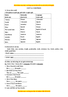 Bài tập Unit 15: COUNTRIES - Giáo viên Mai Lan Hương đầy đủ đáp án