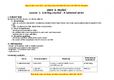 Giáo án Unit 3: Music Tiếng anh 10 Global success
