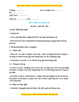 Giáo án Công nghệ 6 Bài 3 (Kết nối tri thức): Ngôi nhà thông minh