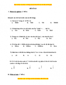 Đề thi Toán lớp 4 cuối kì 2 năm 2022 - 2023 (Đề 24)