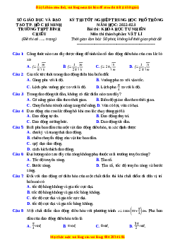 Đề thi thử Vật lí trường Bình Chiểu - HCM năm 2023