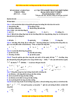 Đề thi thử Vật lí Sở Hà Tĩnh lần 2 năm 2023