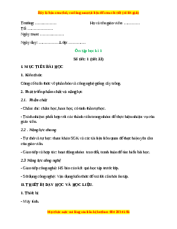 Giáo án Ôn tập học kì 1 Công nghệ 10 Cánh diều