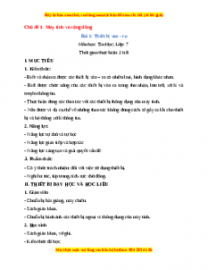 Giáo án Tin học 7 Kết nối tri thức Chủ đề 1 Bài 1 Thiết bị vào - ra