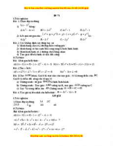 Đề thi giữa kì 1 Toán 8 năm 2023 - Đề 71