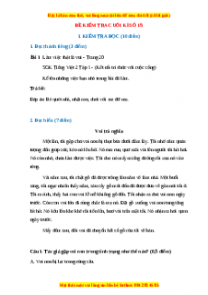 Đề thi cuối kì 1 Tiếng Việt lớp 2 Kết nối tri thức (Đề 15)