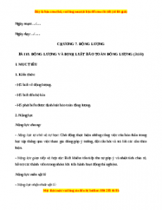 Giáo án Bài 18 Vật lí 10 Chân trời sáng tạo (2024): Động lượng và định luật bảo toàn động lượng