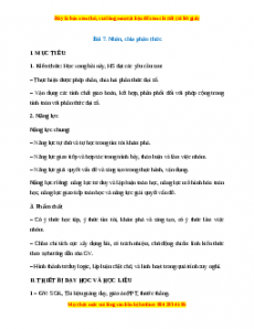 Giáo án Nhân, chia phân thức Toán 8 Chân trời sáng tạo