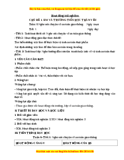 Giáo án HĐTN 3 Tuần 6 Chân trời sáng tạo: Nghe nói chuyện về an toàn giao thông