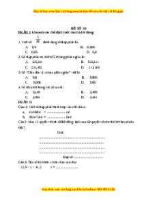 Bộ đề thi Toán 5 học kì 1 năm 2022 - 2023 - Đề 34