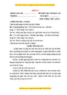 Đề thi cuối kì 2 Tiếng Việt lớp 4 (Đề 13)
