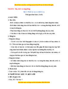 Giáo án Tin học 7 Chủ đề 1 Bài 1 (Chân trời sáng tạo) Thiết bị vào và thiết bị ra