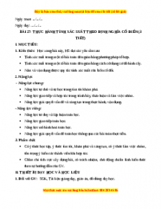 Giáo án Thực hành tính xác xuất theo định nghĩa cổ điển Toán 10 Kết nối tri thức