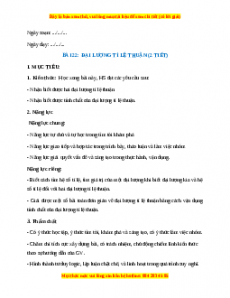 Giáo án Đại lượng tỉ lệ thuận Toán 7 Kết nối tri thức